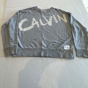 Calvin Klein‎ Performance Women Gray Crewneck Sweatshirt CALVIN Logo Size M